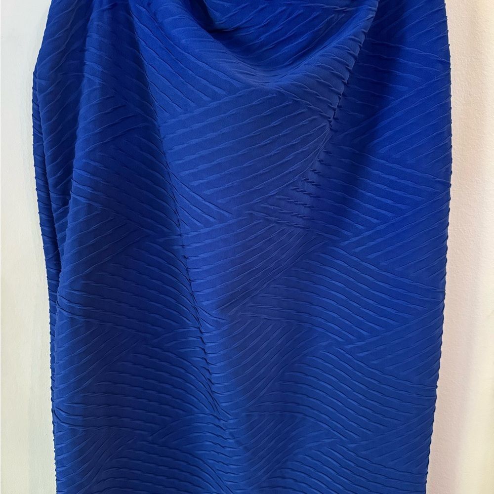 Chic Blue Textured Pencil Skirt